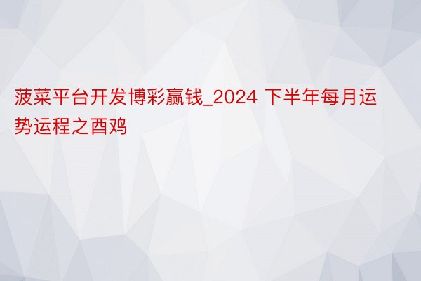 菠菜平台开发博彩赢钱_2024 下半年每月运势运程之酉鸡