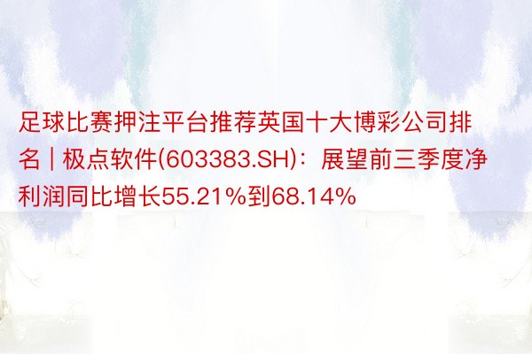 足球比赛押注平台推荐英国十大博彩公司排名 | 极点软件(603383.SH)：展望前三季度净利润同比增长55.21%到68.14%